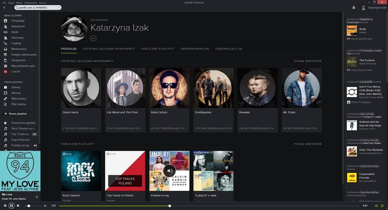 Spotify - profil publiczny użytkownika